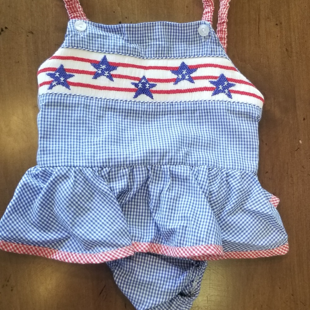 Girl's Size 12 Month 4th of July Swim Suit and Hat